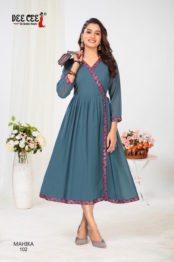 Deecee Mahika Plain Georgette Fancy Kurtis Collection